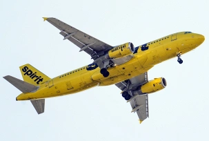 Ein Airbus A320 von Spirit Airlines im Flug., © DPA/Matt Rourke