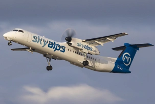 Eine Bombardier DHC-8-Q400 von Sky Alps., © AirTeamImages.com/Danish Aviation Photo