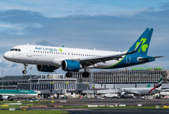 Ein Airbus A320 von Aer Lingus landet am Flughafen von Dublin., © AirTeamImages.com/Jonas Evrard