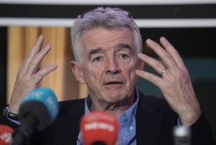 Michael O'Leary, Chef von Ryanair, spricht während einer Pressekonferenz im The Alex Hotel., © DPA/Brian Lawless