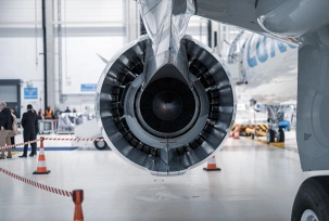 Triebwerk einer Embraer E195-E2., © Luxair