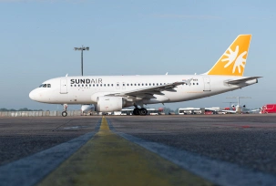 Ein Airbus A320 von Sundair auf dem Flughafen Bremen., © Flughafen Bremen