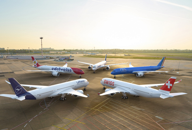 Airbus A350 in den Farben der Lufthansa Group Airlines Lufthansa, Swiss, Ita, Discover und Edelweiss., © Lufthansa Group