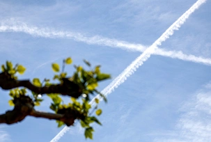 Kondensstreifen von Flugzeugen sind am Himmel zu sehen., © DPA/Thomas Banneyer