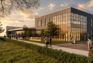 Das neue Ankunftsterminal am Flughafen Weeze (Illustration)., © GOLDBECK West GmbH