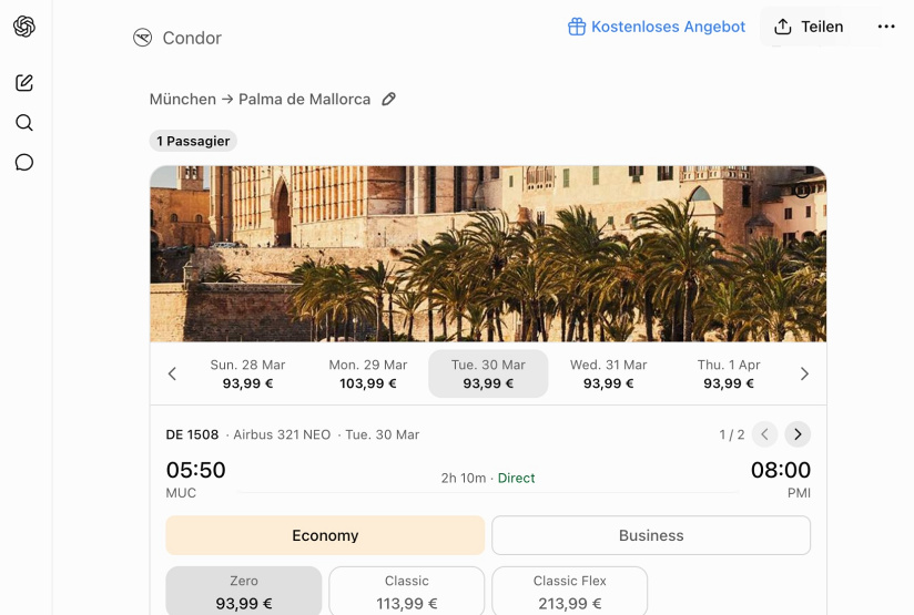 Condor startet eigene App in ChatGPT, © airliners.de
