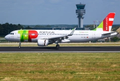 Airbus A320 von Tap landet am Flughafen Brüssel., © AirTeamImages.com